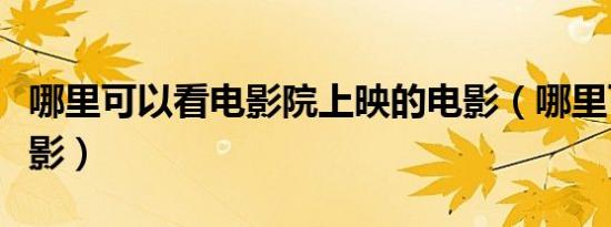 哪里可以看电影院上映的电影（哪里可以看电影）