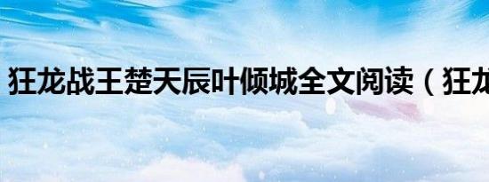 狂龙战王楚天辰叶倾城全文阅读（狂龙杀神）