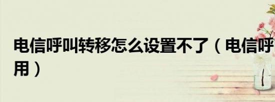 电信呼叫转移怎么设置不了（电信呼叫转移费用）