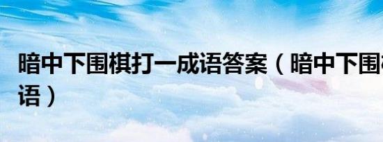 暗中下围棋打一成语答案（暗中下围棋打一成语）