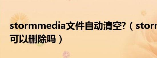 stormmedia文件自动清空?（stormmedia可以删除吗）