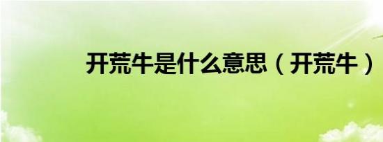 开荒牛是什么意思（开荒牛）