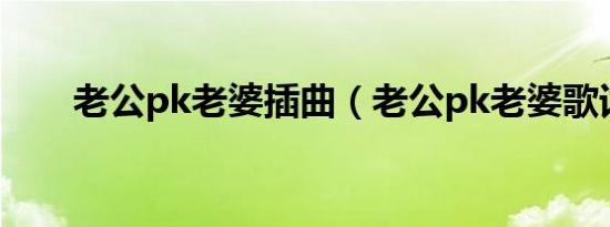 老公pk老婆插曲（老公pk老婆歌词）