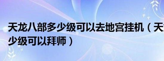 天龙八部多少级可以去地宫挂机（天龙八部多少级可以拜师）