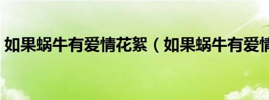 如果蜗牛有爱情花絮（如果蜗牛有爱情番外）