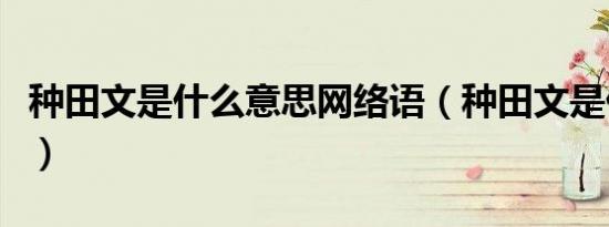 种田文是什么意思网络语（种田文是什么意思）