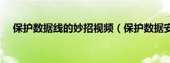 保护数据线的妙招视频（保护数据安全）