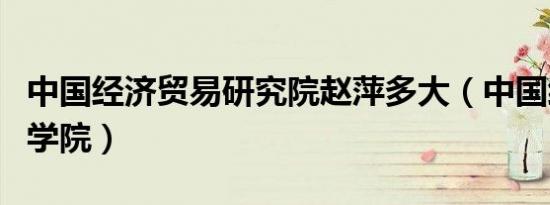 中国经济贸易研究院赵萍多大（中国经济贸易学院）