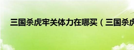 三国杀虎牢关体力在哪买（三国杀虎符）