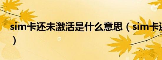 sim卡还未激活是什么意思（sim卡还原卡套）