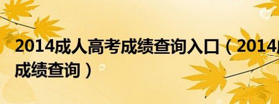 2014成人高考成绩查询入口（2014成人高考成绩查询）