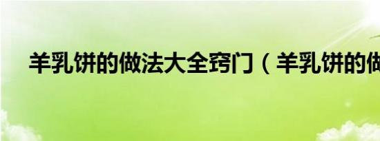 羊乳饼的做法大全窍门（羊乳饼的做法）