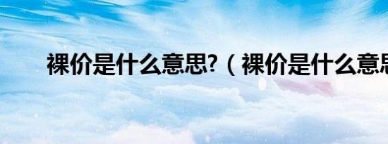 裸价是什么意思?（裸价是什么意思）