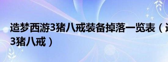 造梦西游3猪八戒装备掉落一览表（造梦西游3猪八戒）
