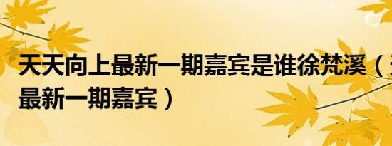 天天向上最新一期嘉宾是谁徐梵溪（天天向上最新一期嘉宾）