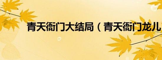 青天衙门大结局（青天衙门龙儿）