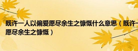 既许一人以偏爱愿尽余生之慷慨什么意思（既许一人以偏爱 愿尽余生之慷慨）