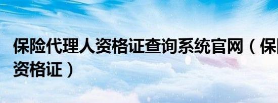 保险代理人资格证查询系统官网（保险代理人资格证）