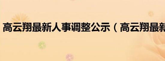 高云翔最新人事调整公示（高云翔最新情况）