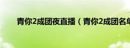 青你2成团夜直播（青你2成团名单）