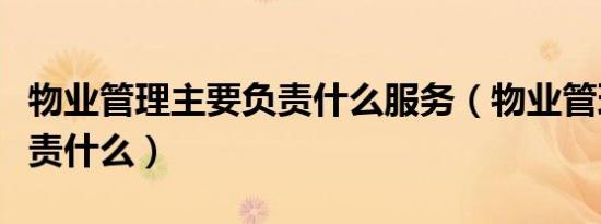 物业管理主要负责什么服务（物业管理主要负责什么）