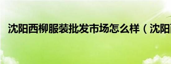 沈阳西柳服装批发市场怎么样（沈阳西柳）
