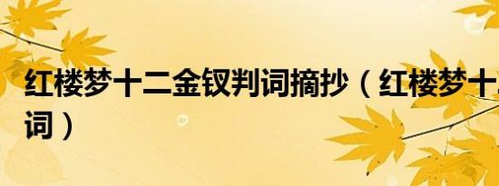 红楼梦十二金钗判词摘抄（红楼梦十二金钗判词）