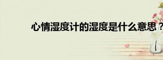 心情湿度计的湿度是什么意思？