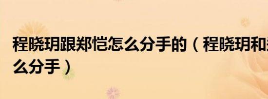 程晓玥跟郑恺怎么分手的（程晓玥和郑恺为什么分手）