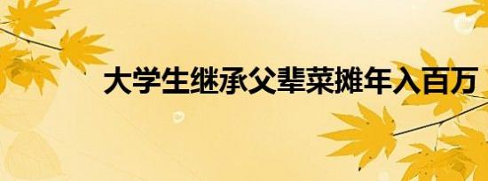 大学生继承父辈菜摊年入百万