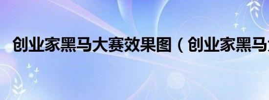 创业家黑马大赛效果图（创业家黑马大赛）