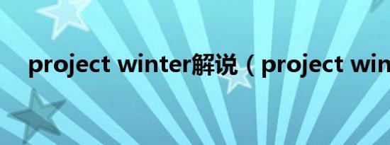 project winter解说（project winter）