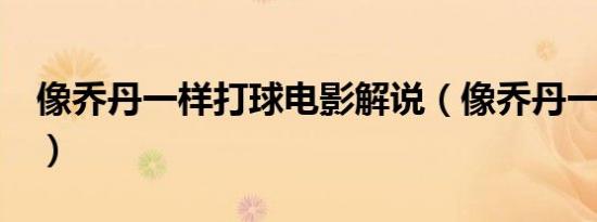 像乔丹一样打球电影解说（像乔丹一样打球2）