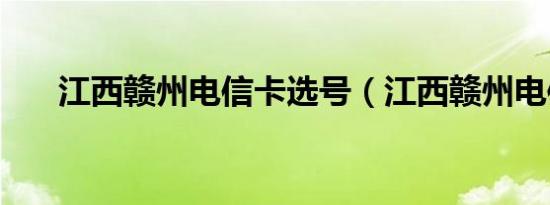 江西赣州电信卡选号（江西赣州电信）