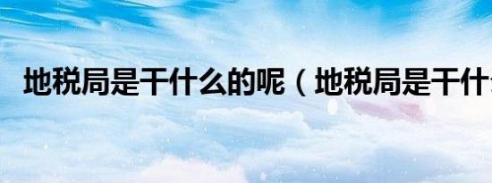 地税局是干什么的呢（地税局是干什么的）
