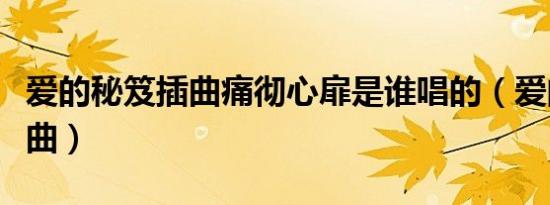 爱的秘笈插曲痛彻心扉是谁唱的（爱的秘笈插曲）