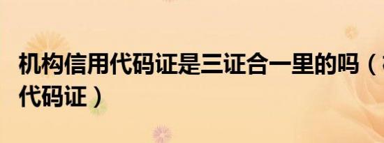 机构信用代码证是三证合一里的吗（机构信用代码证）