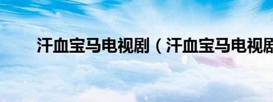 汗血宝马电视剧（汗血宝马电视剧）