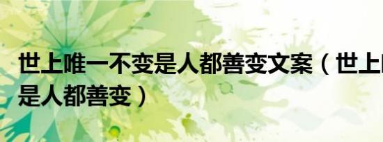 世上唯一不变是人都善变文案（世上唯一不变是人都善变）
