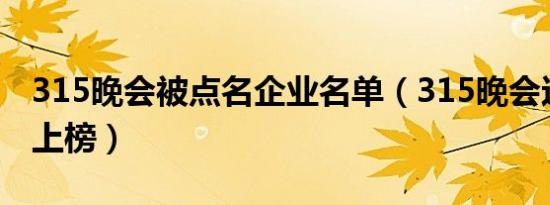 315晚会被点名企业名单（315晚会这些企业上榜）