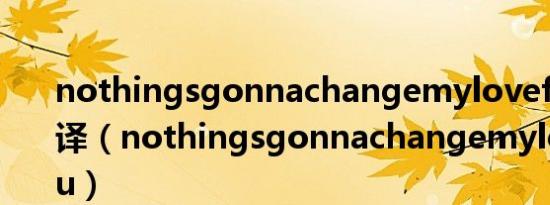 nothingsgonnachangemyloveforyou翻译（nothingsgonnachangemyloveforyou）
