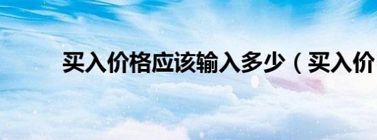 买入价格应该输入多少（买入价）