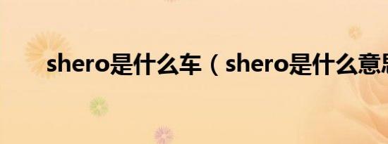shero是什么车（shero是什么意思）