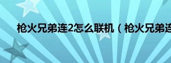 枪火兄弟连2怎么联机（枪火兄弟连2）