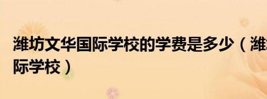 潍坊文华国际学校的学费是多少（潍坊文华国际学校）