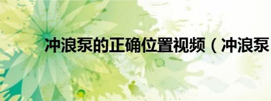 冲浪泵的正确位置视频（冲浪泵）