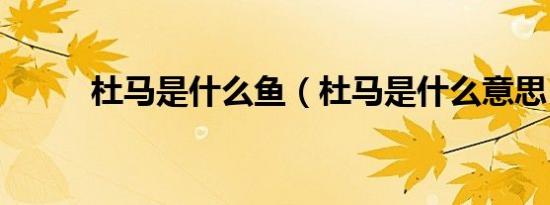 杜马是什么鱼（杜马是什么意思）