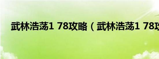 武林浩荡1 78攻略（武林浩荡1 78攻略）