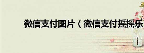 微信支付图片（微信支付摇摇乐）