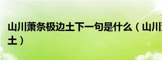 山川萧条极边土下一句是什么（山川萧条极边土）